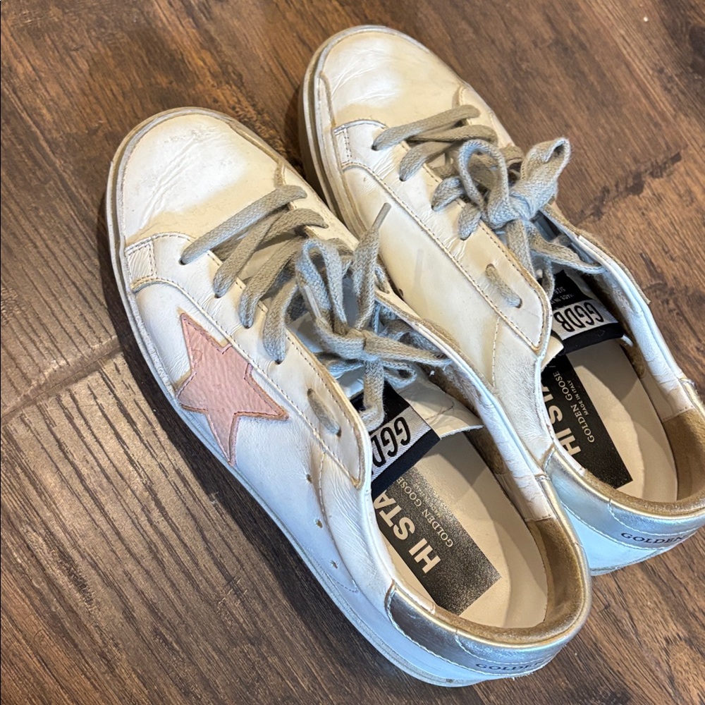 Golden Goose White Sneakers with Pink Star size 37 - Picture 2 of 5